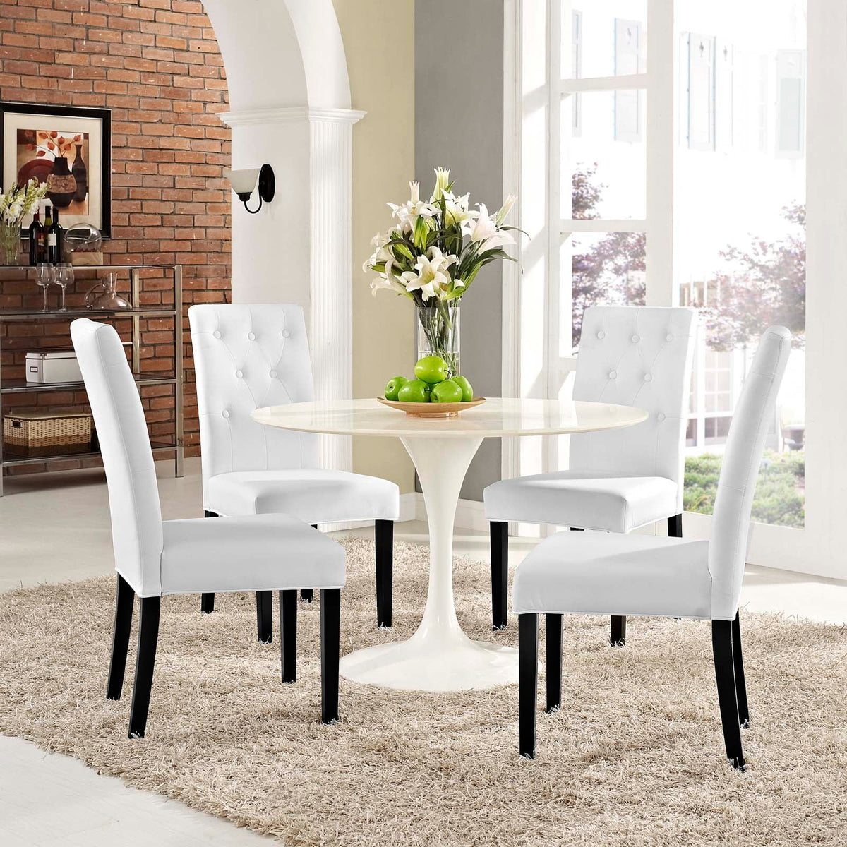 Confer White Vinyl Dining Side Chair (Set of 4) - Ornate Home