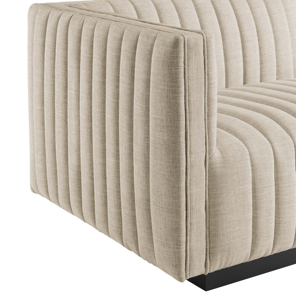 Conjure Black/Beige 4-Piece Channel Tufted Upholstered Fabric Sectional Sofa - Ornate Home
