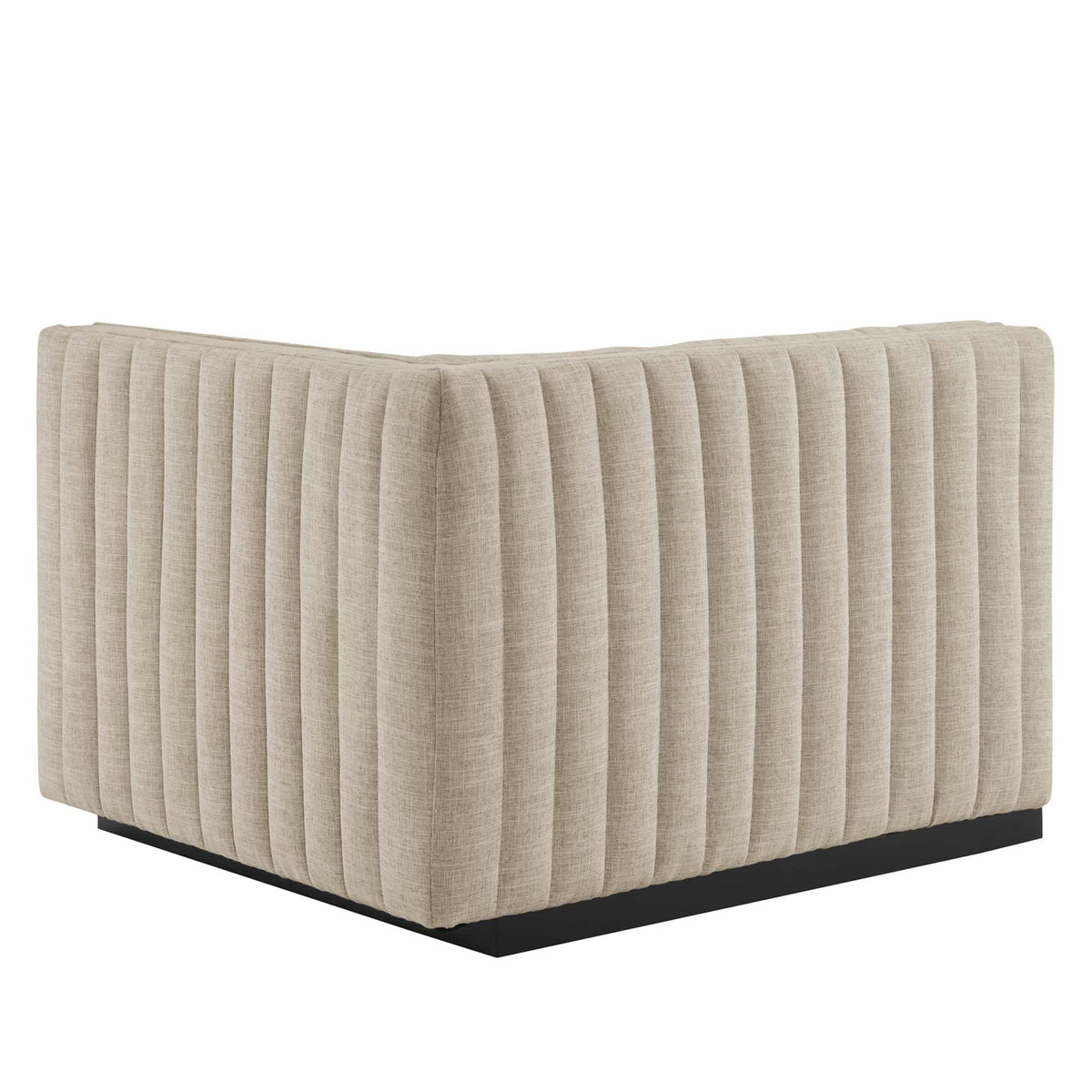 Conjure BlackBeige Channel Tufted Upholstered Fabric Right-Arm Chair - Ornate Home