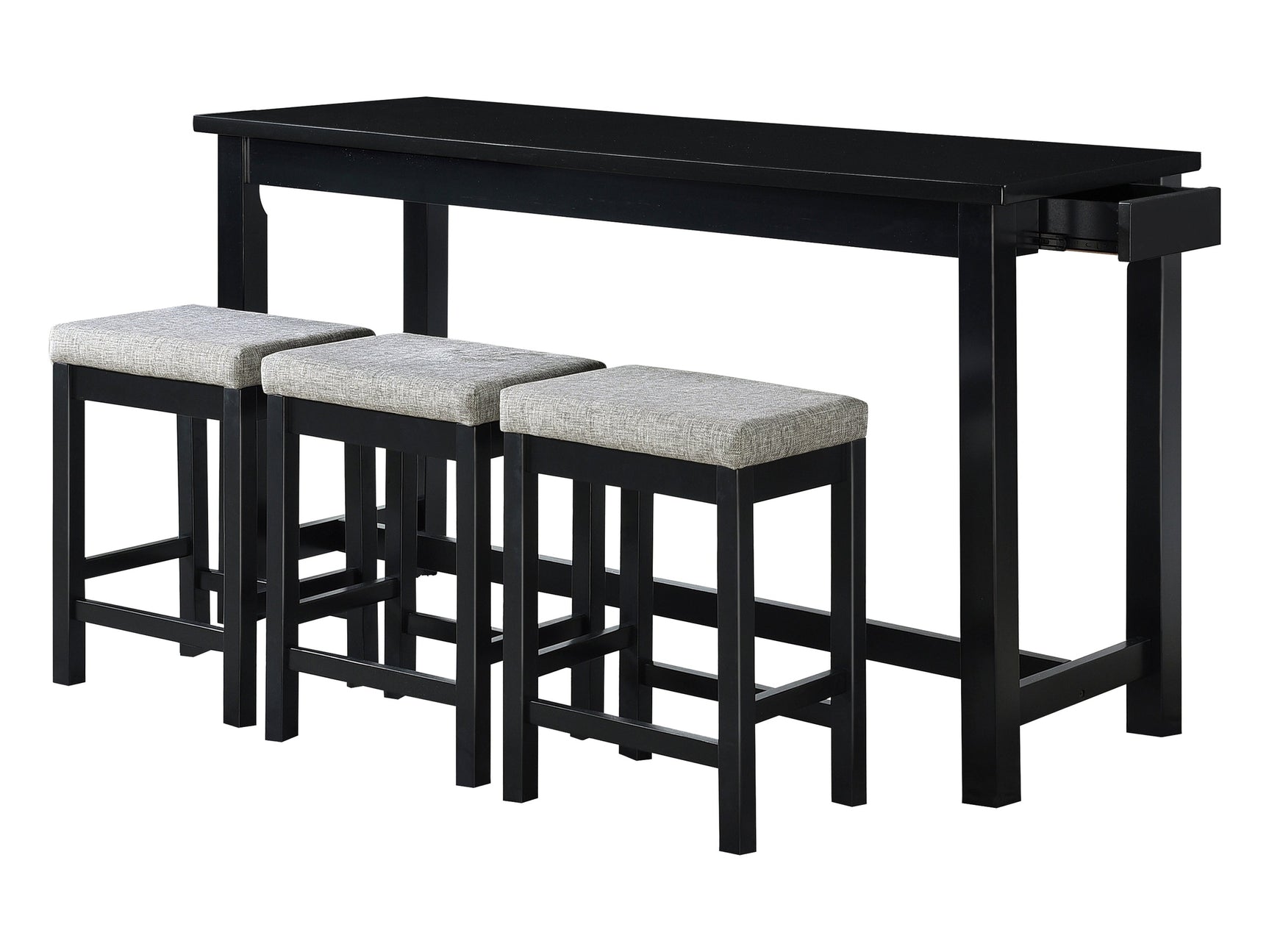 Connected Black/Gray 4-Piece Pack Counter Height Set - Ornate Home