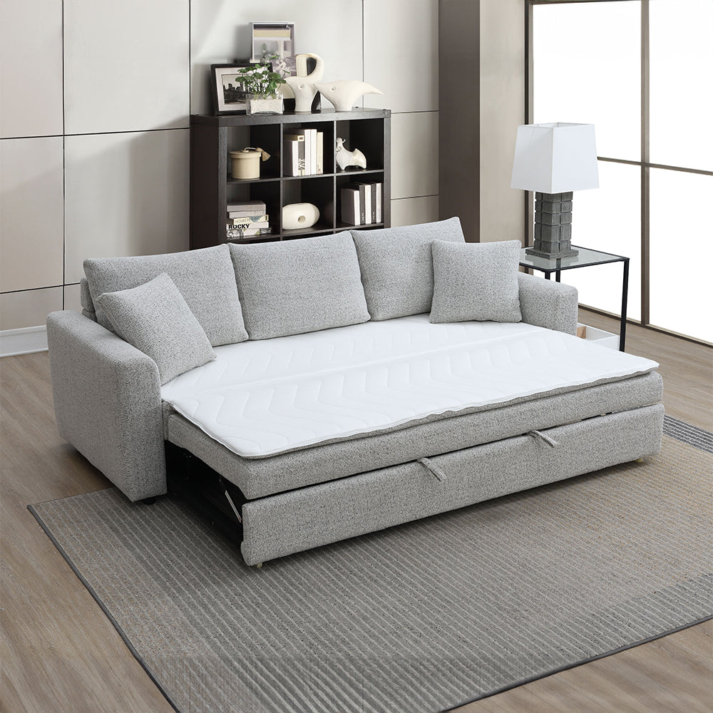 Connie Beige Boucle Sofa w/Sleeper - Ornate Home