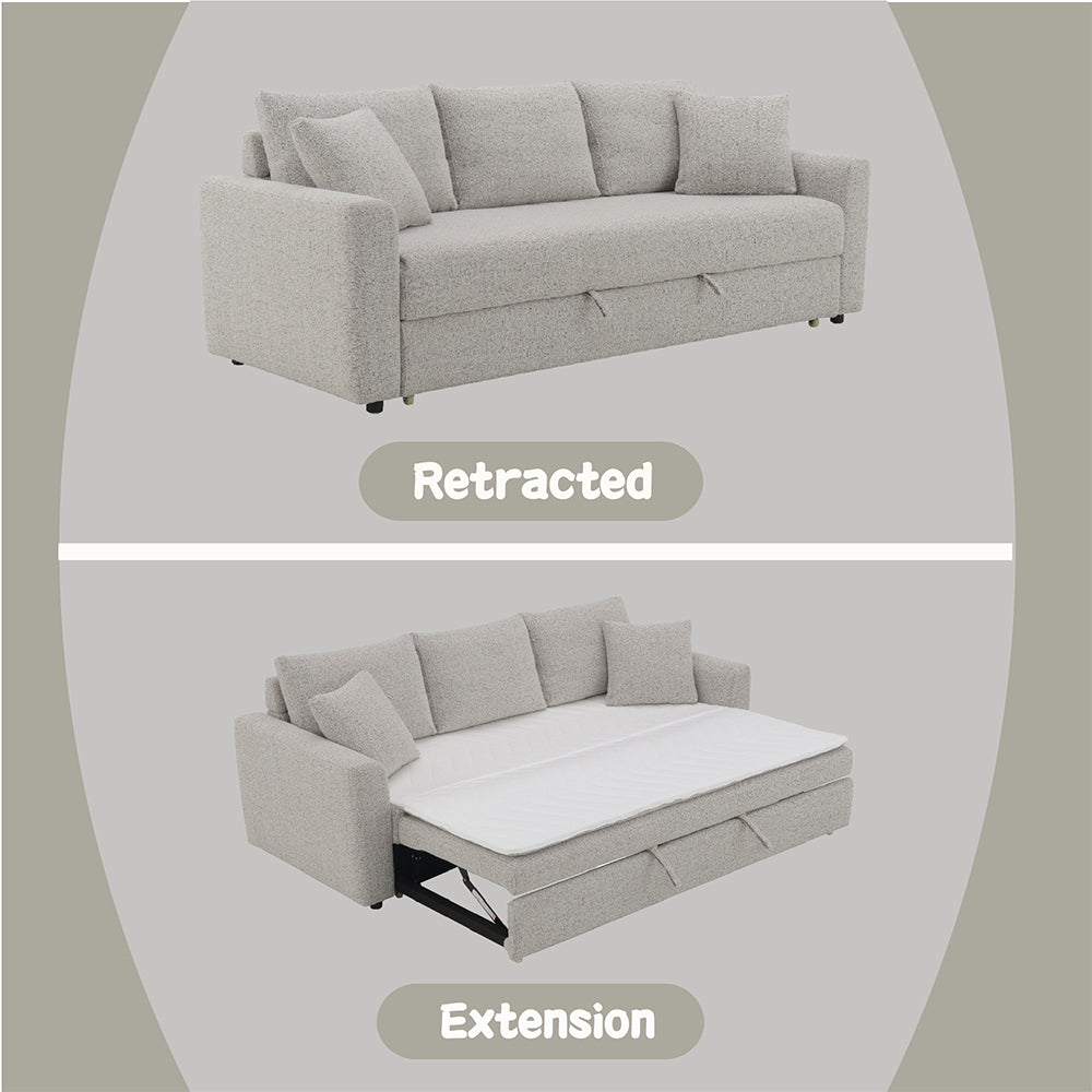 Connie Beige Boucle Sofa w/Sleeper - Ornate Home