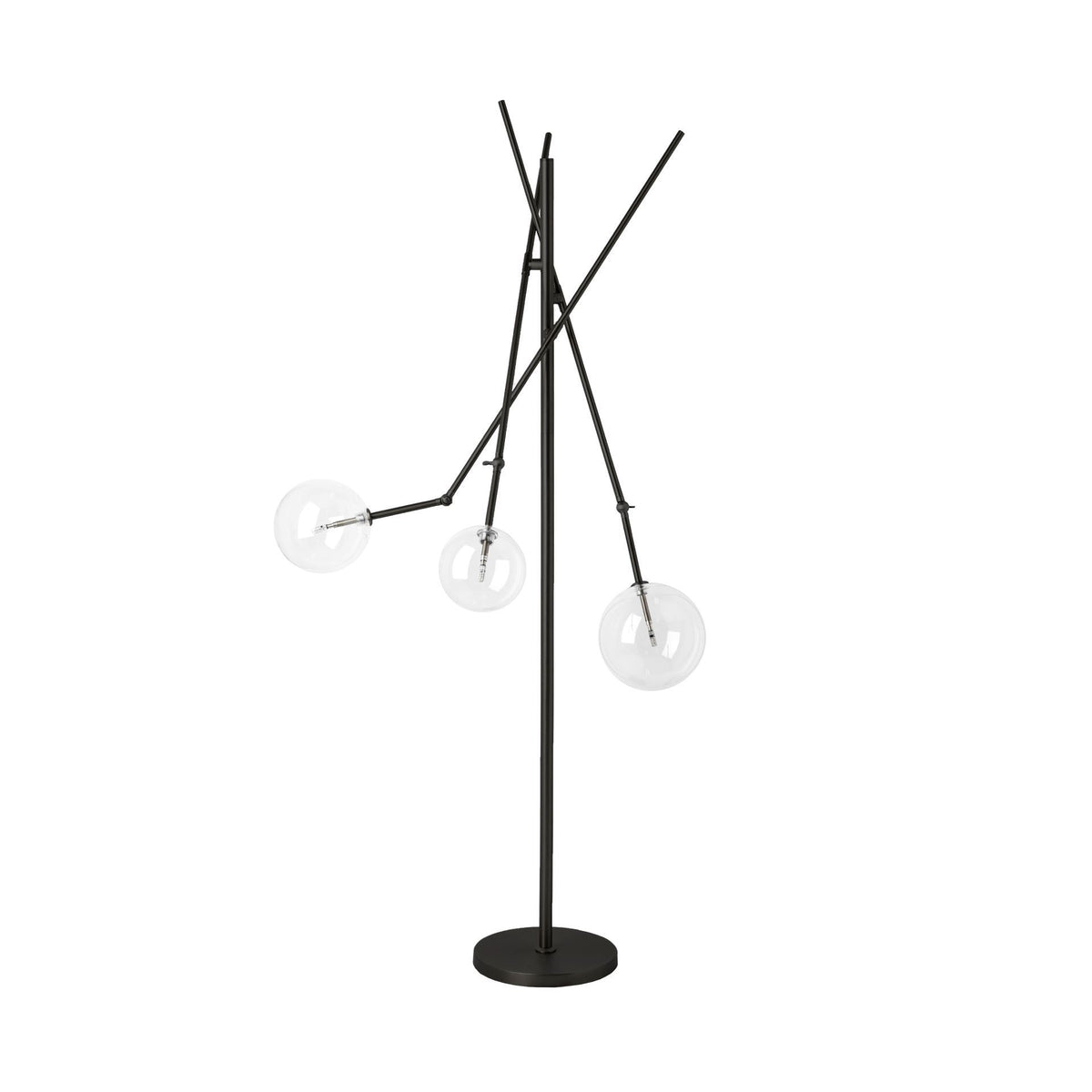 Connor Black 84" Metal Glass Globe Three Light Floor Lamp - Ornate Home
