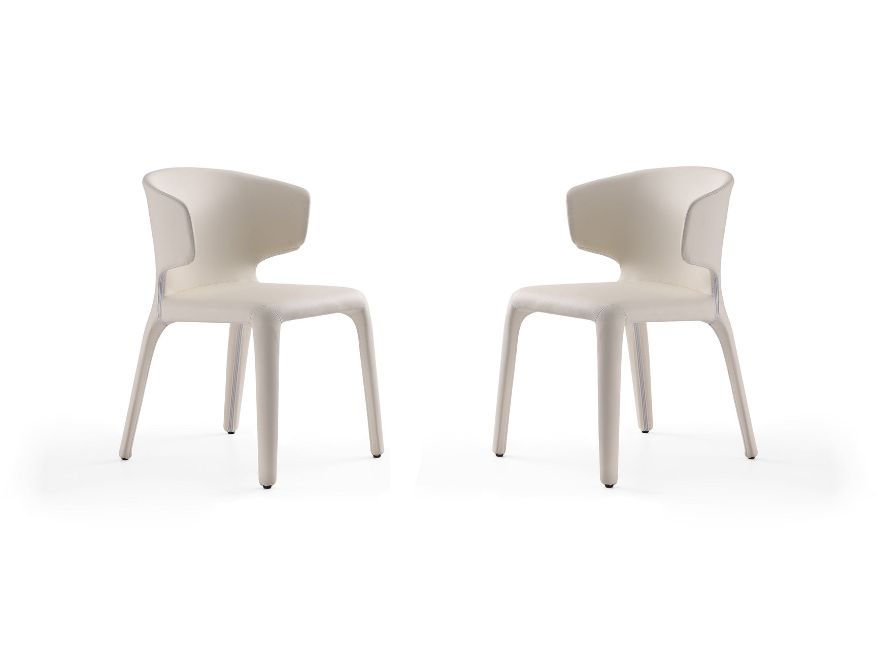 Conrad Leather Dining Chair in Cream (set of 2) - Ornate Home