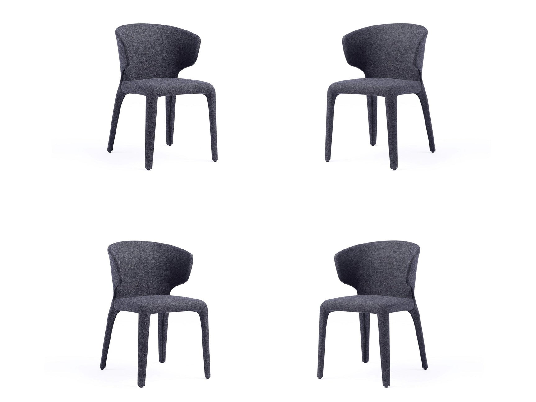 Conrad Woven Tweed Dining Chair in Black (set of 4) - Ornate Home