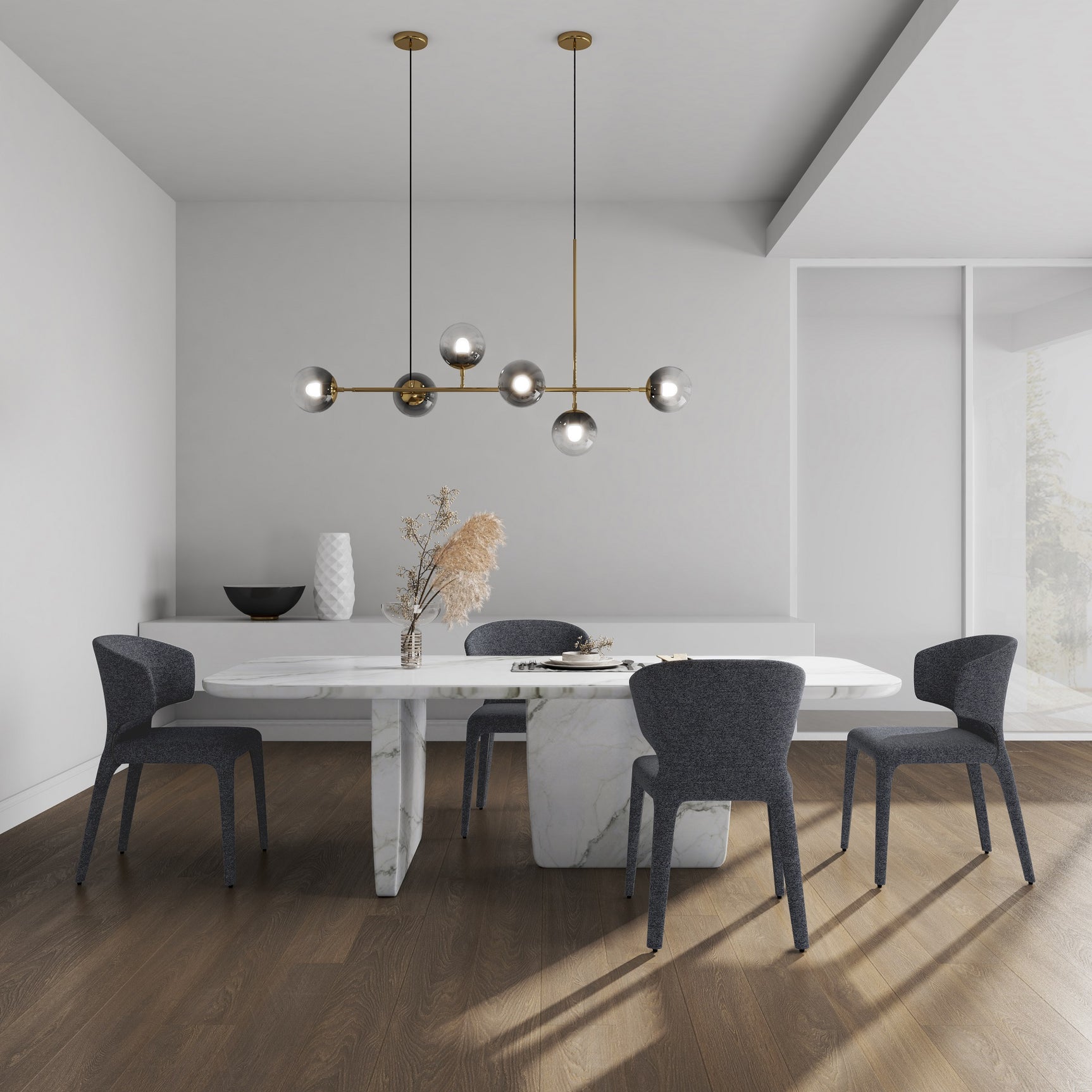 Conrad Woven Tweed Dining Chair in Grey (set of 2) - Ornate Home