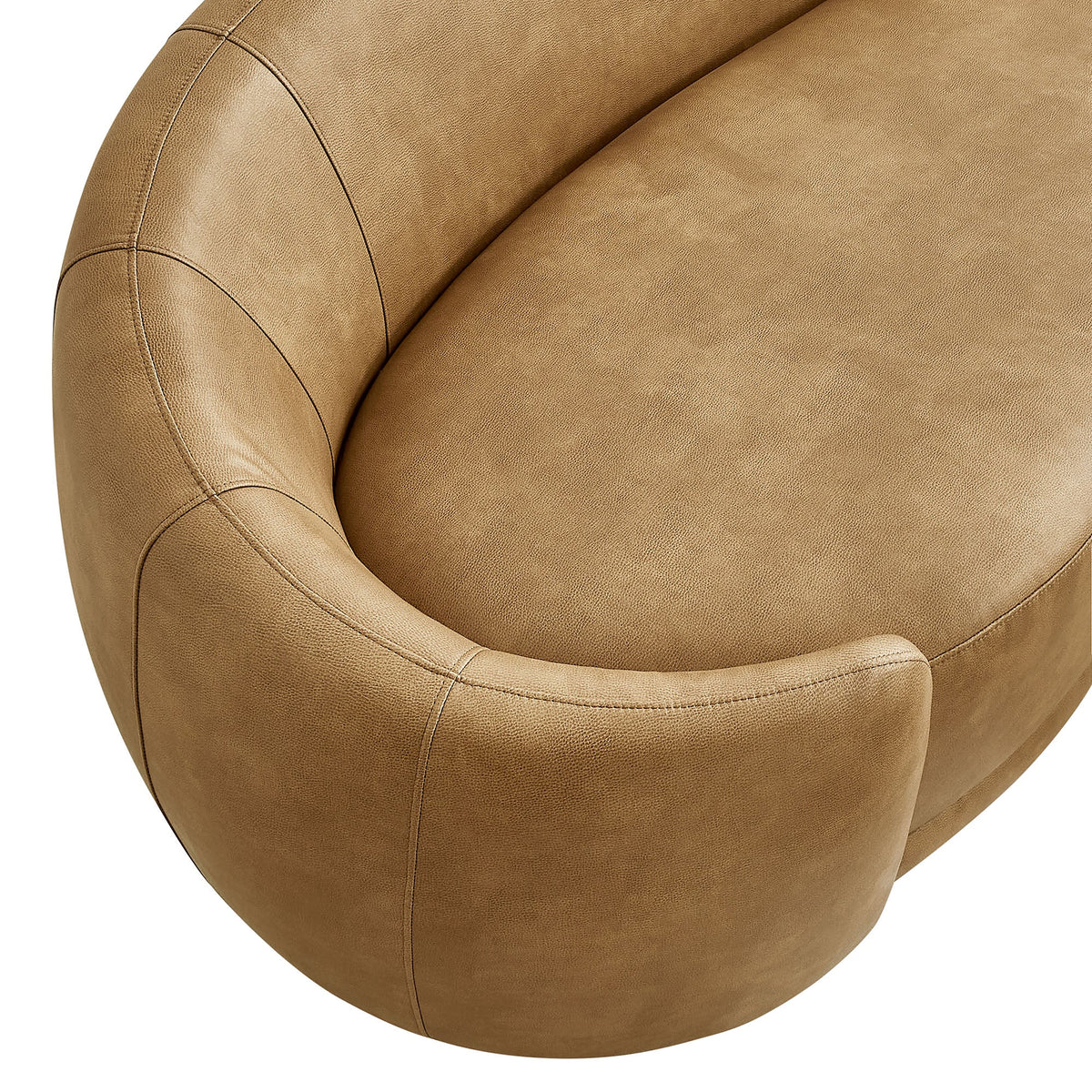 Contessa Toast Curved Vegan Leather Sofa - Ornate Home
