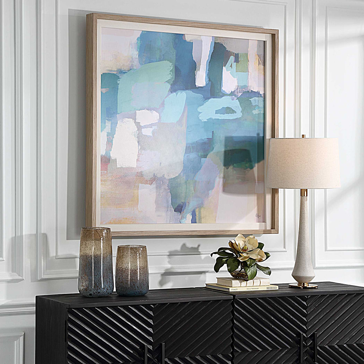 Continue On Blue/Green/Yellow Abstract Framed Print - Ornate Home