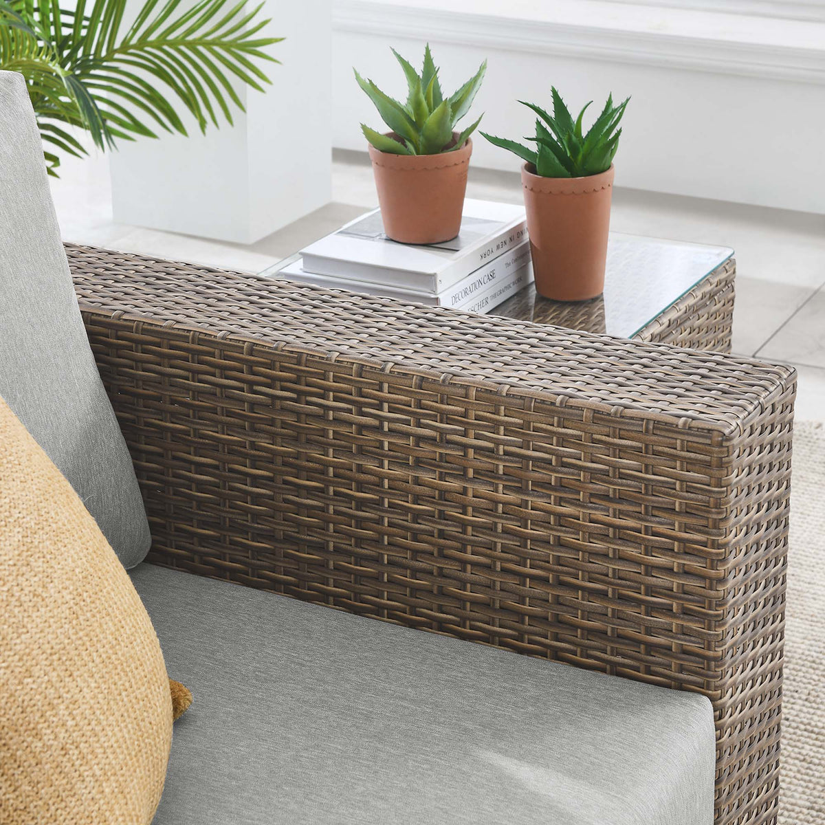 Convene Cappuccino/Gray Outdoor Patio Armchair - Ornate Home