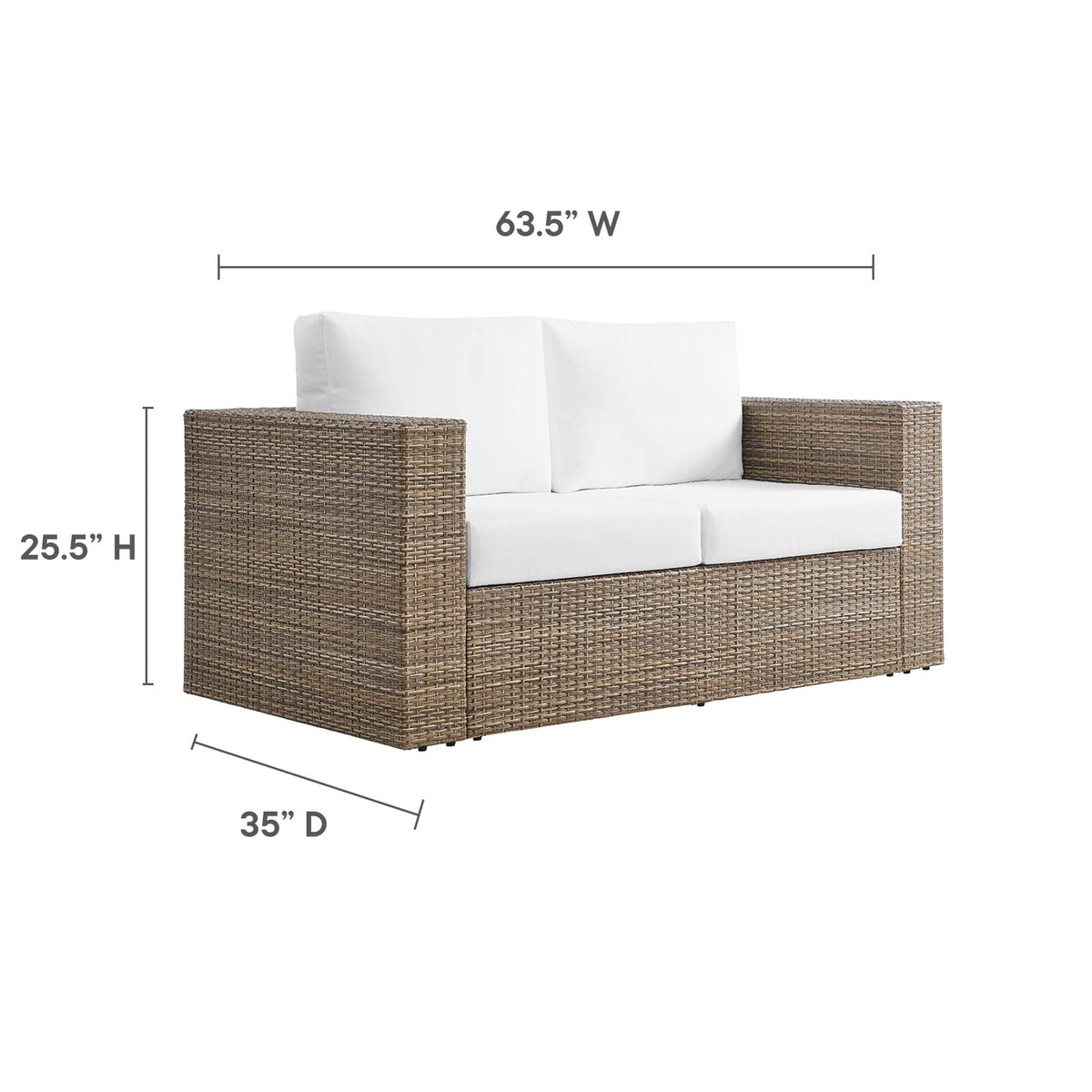Convene Cappuccino/White Outdoor Patio Loveseat - Ornate Home