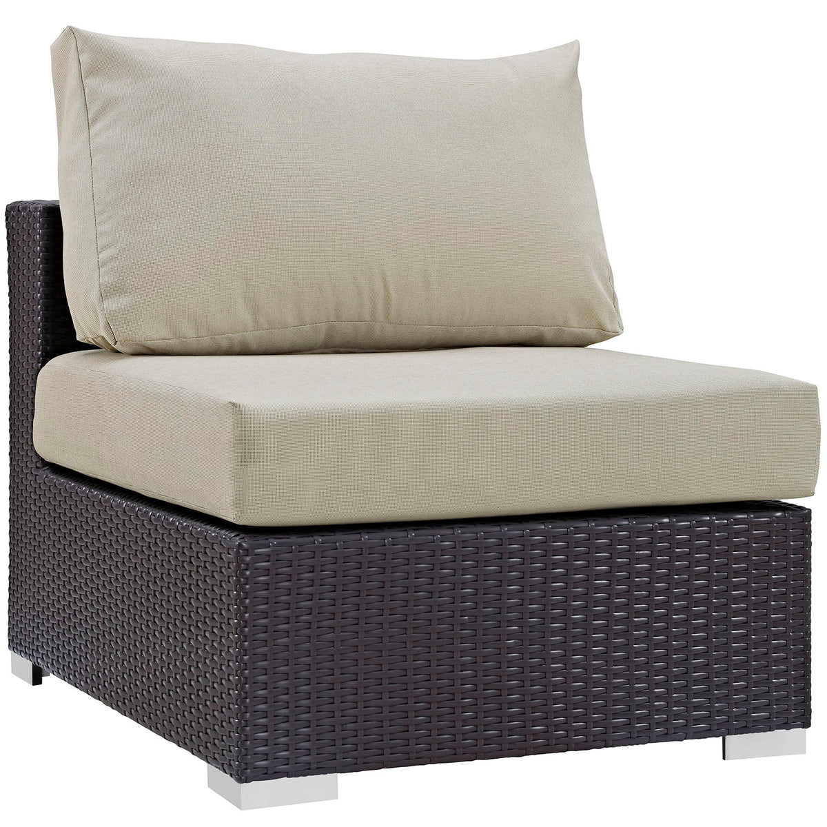 Convene Espresso/Beige 5 Piece Outdoor Patio Sectional Set - 67x134" - Ornate Home