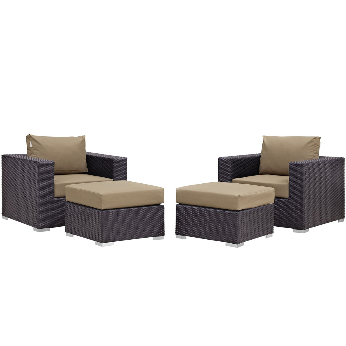 Convene Espresso/Mocha 4 Piece Outdoor Patio Sectional Set - Ornate Home