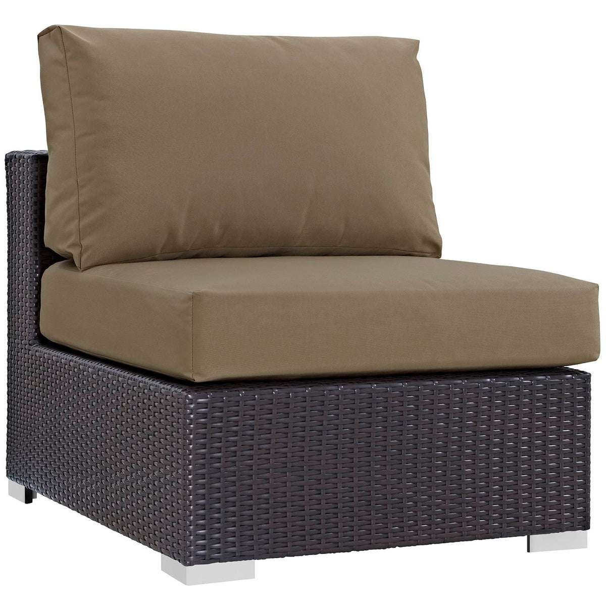 Convene Espresso/Mocha 5 Piece Outdoor Patio Sectional Set - 98.5x98.5" - Ornate Home