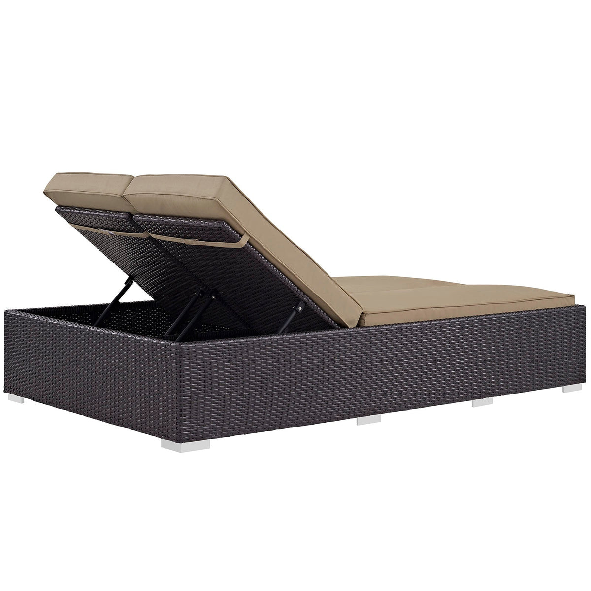 Convene Espresso/Mocha Double Outdoor Patio Chaise - Ornate Home