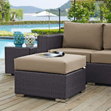 Convene Espresso/Mocha Outdoor Patio Fabric Square Ottoman - Ornate Home