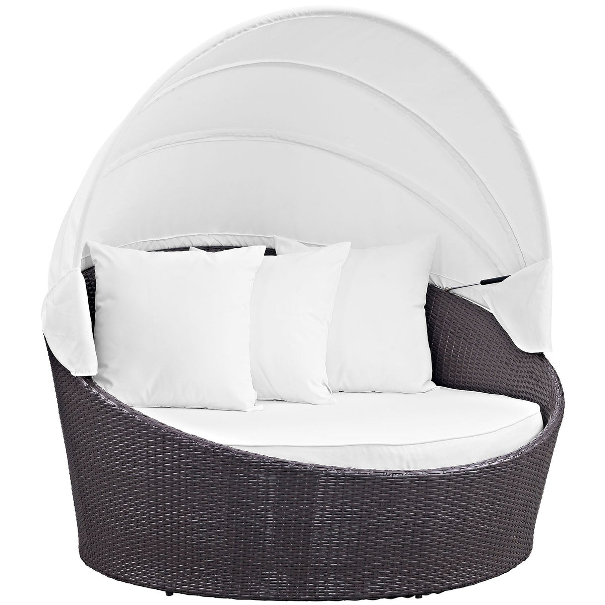 Convene Espresso/White Canopy Outdoor Patio Daybed - Ornate Home