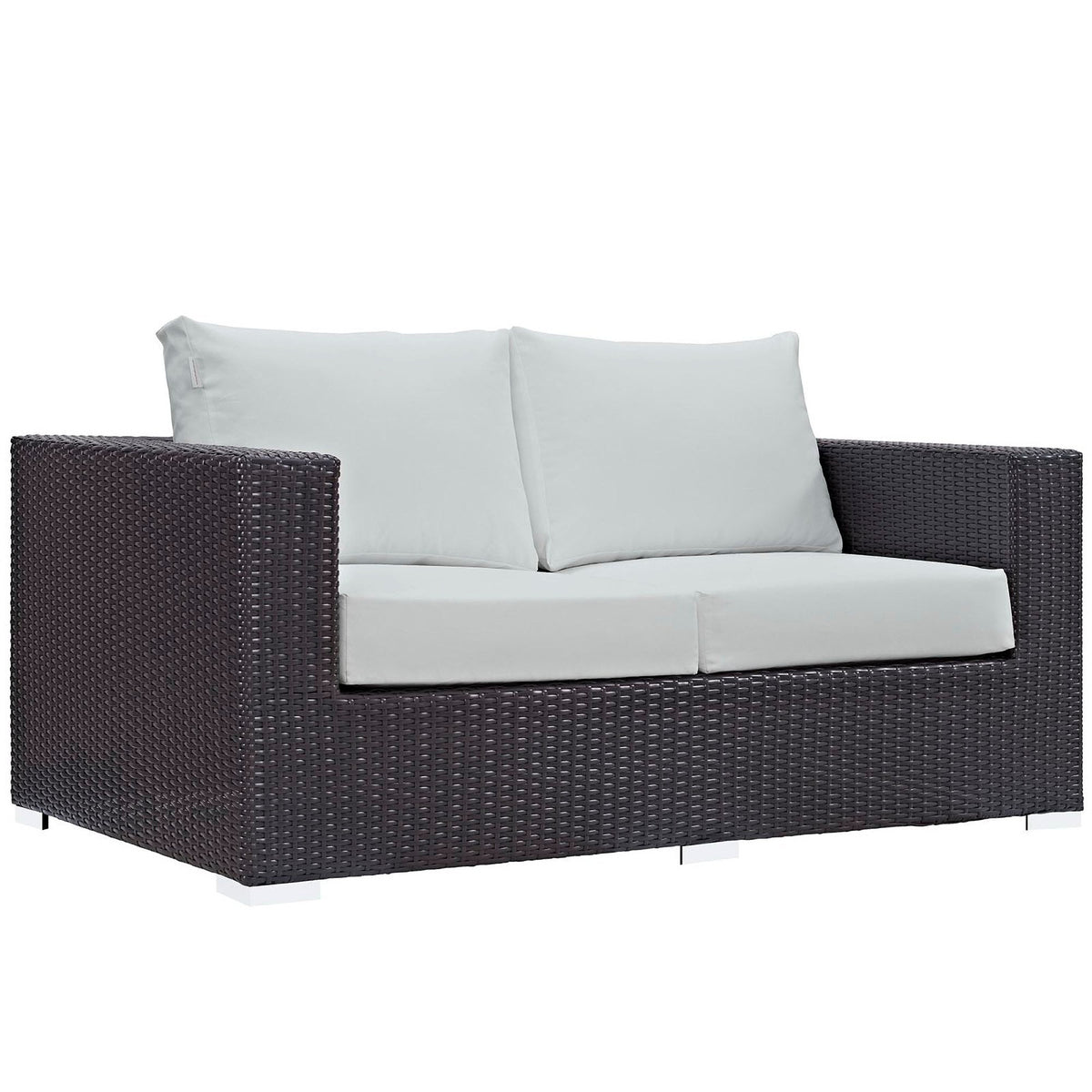 Convene Espresso/White Outdoor Patio Loveseat - Ornate Home
