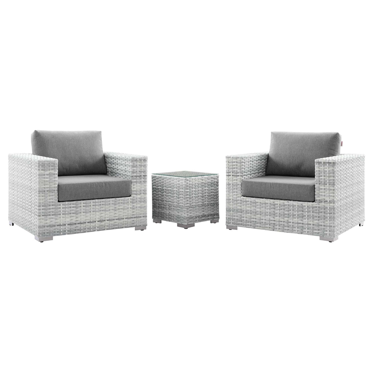 Convene Light Gray/Gray 3-Piece Outdoor Patio Set - Ornate Home