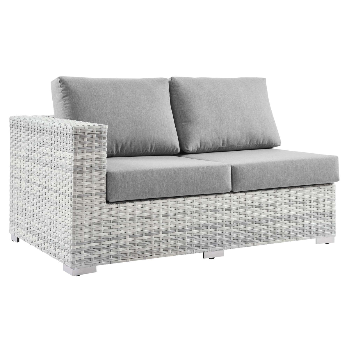 Convene Light Gray/Gray Outdoor Patio Left-Arm Loveseat - Ornate Home