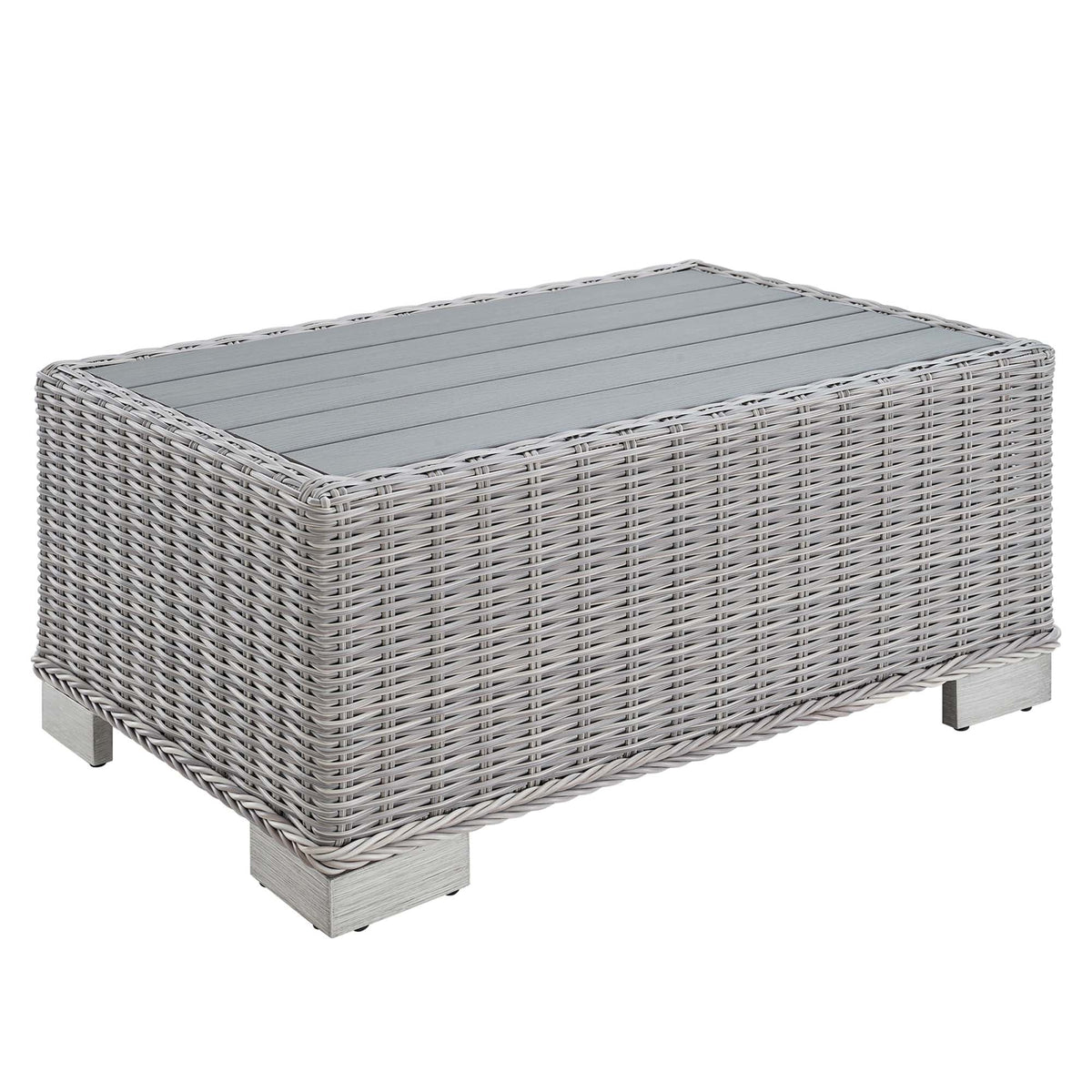 Conway Light Gray 32" Outdoor Patio Wicker Rattan Coffee Table - Ornate Home