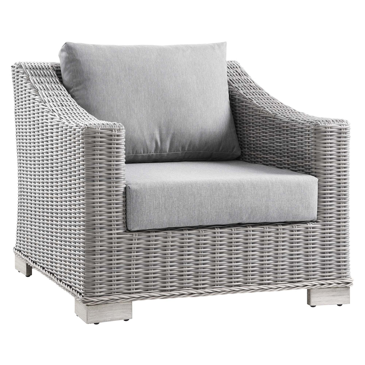 Conway Light Gray/Gray Outdoor Patio Wicker Rattan Armchair - Ornate Home