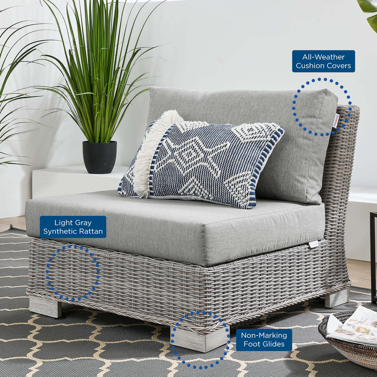 Conway Light Gray/Gray Outdoor Patio Wicker Rattan Armless Chair - Ornate Home