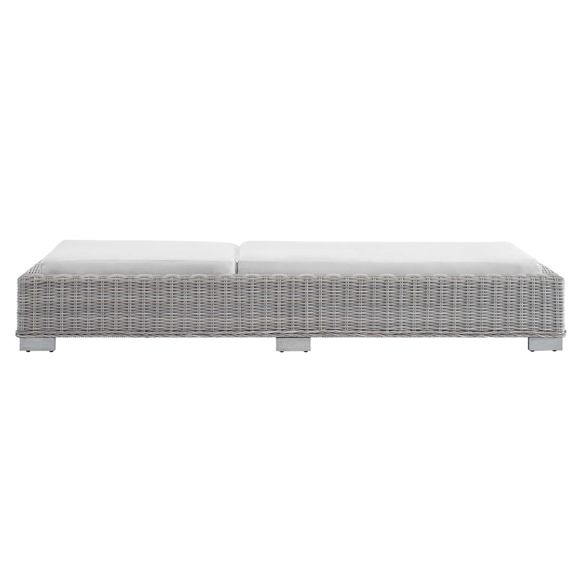 Conway Light Gray/White Sunbrella Outdoor Patio Wicker Rattan Chaise Lounge - Ornate Home