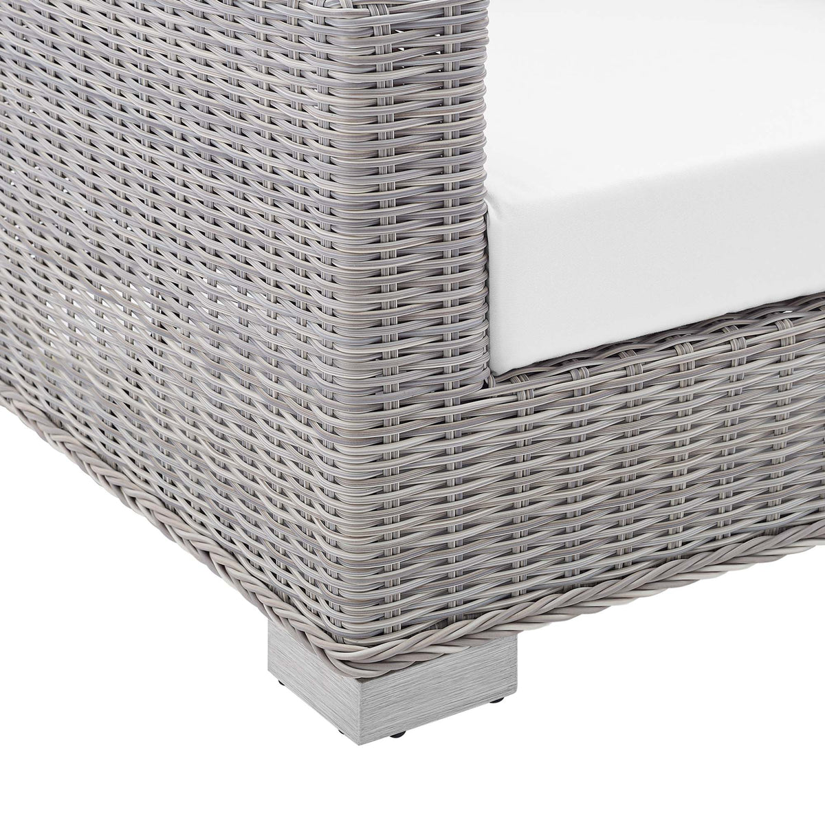 Conway Light Gray/White Sunbrella Outdoor Patio Wicker Rattan Loveseat - Ornate Home