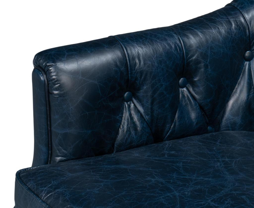 Coolidge Blue Leather Swivel Chair - Ornate Home