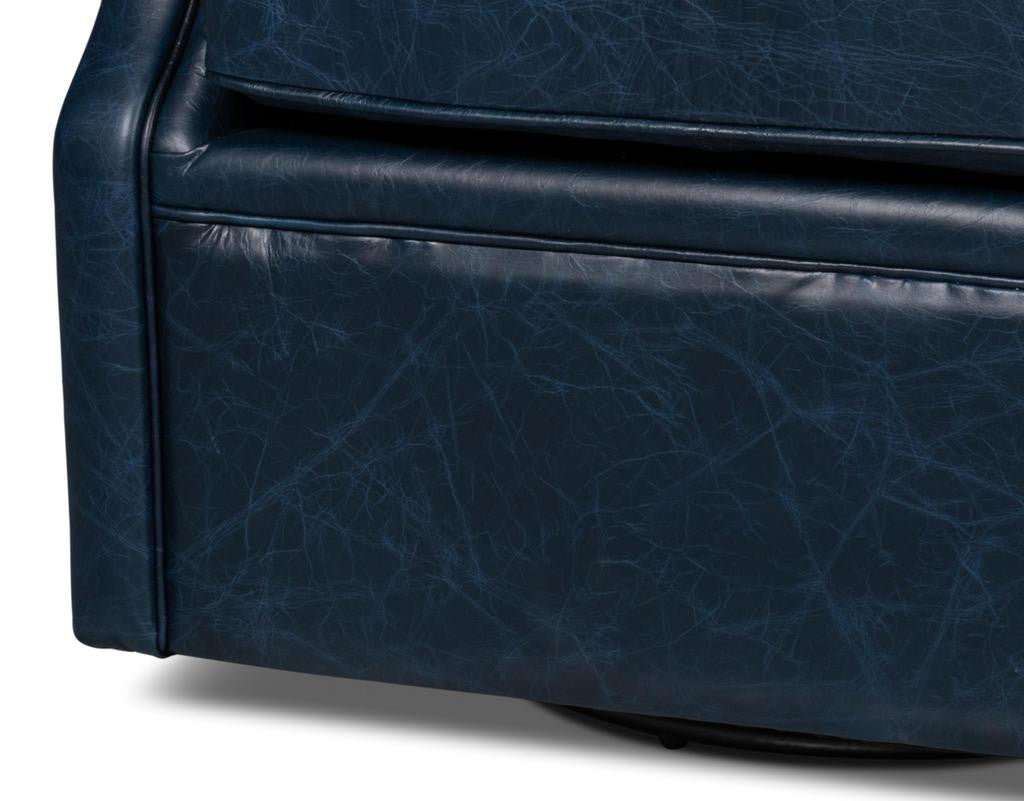 Coolidge Blue Leather Swivel Chair - Ornate Home