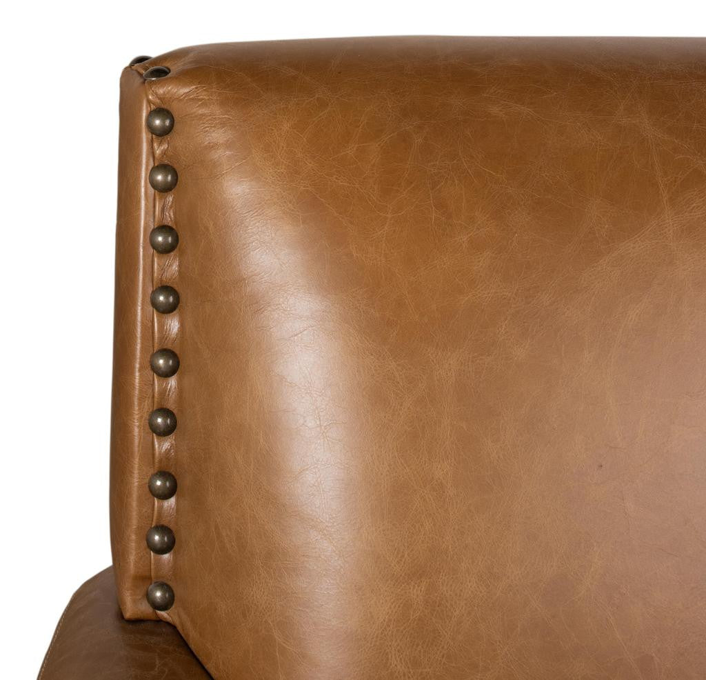 Coolidge Brown Leather Swivel Chair - Ornate Home
