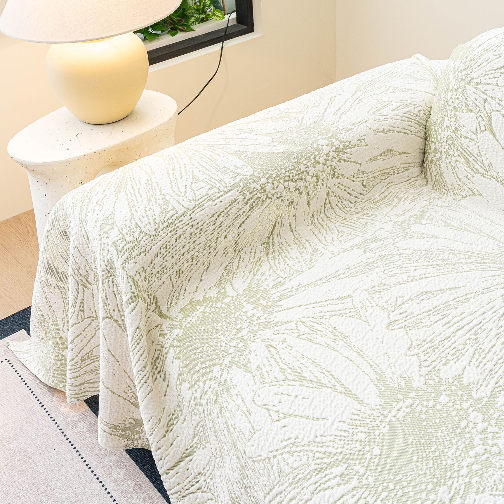 Cooling Botanical Jacquard Couch Cover Decorative Furniture Cover for Loveseat & Sofas - Ornate Home