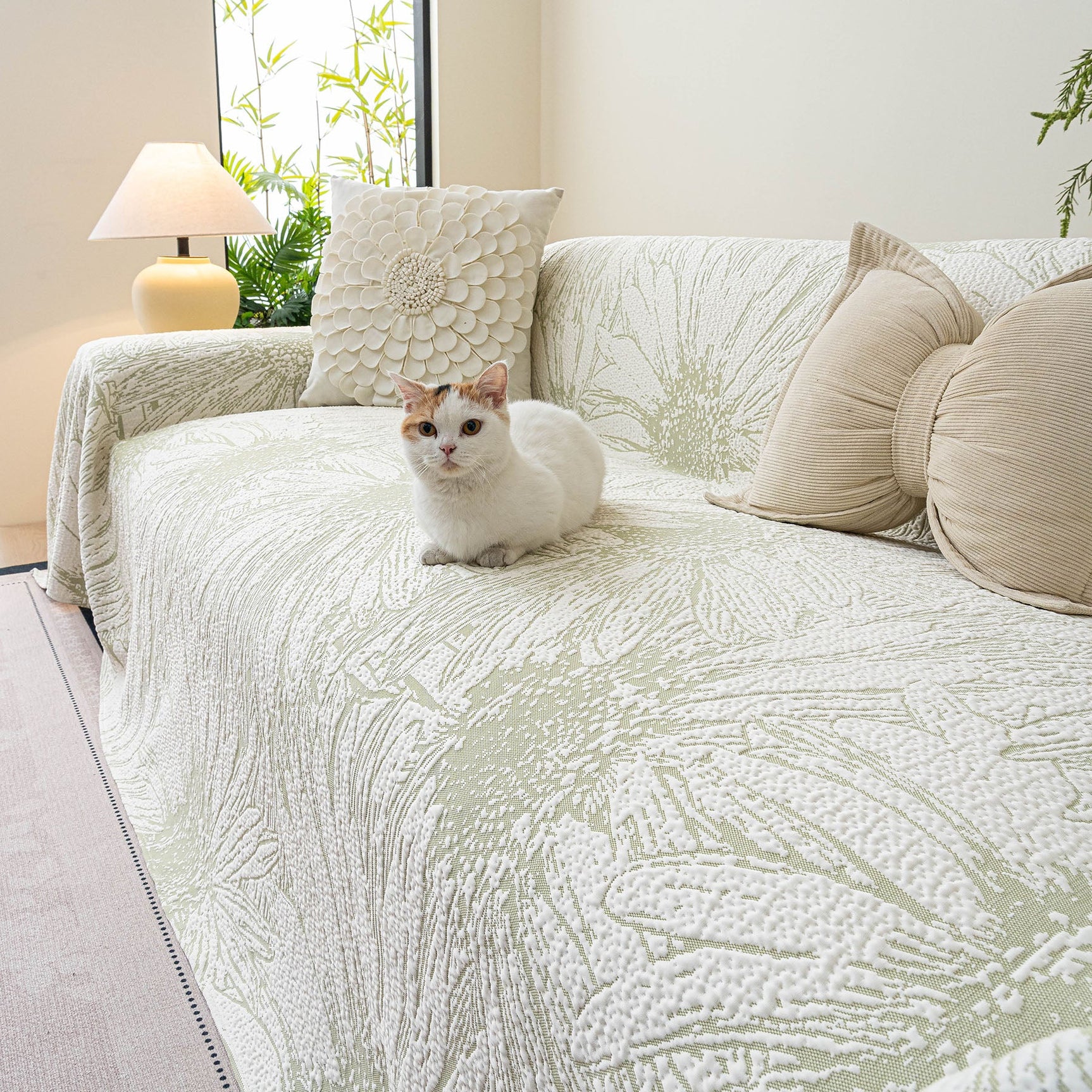 Cooling Botanical Jacquard Couch Cover Decorative Furniture Cover for Loveseat & Sofas - Ornate Home