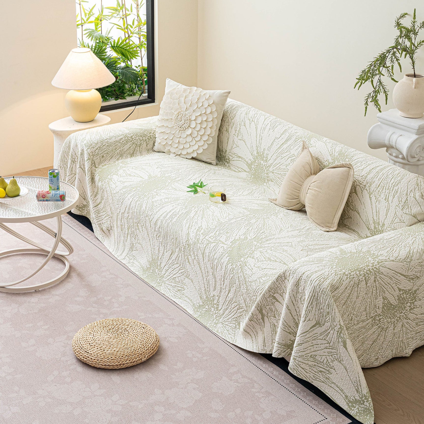 Cooling Botanical Jacquard Couch Cover Decorative Furniture Cover for Loveseat & Sofas - Ornate Home