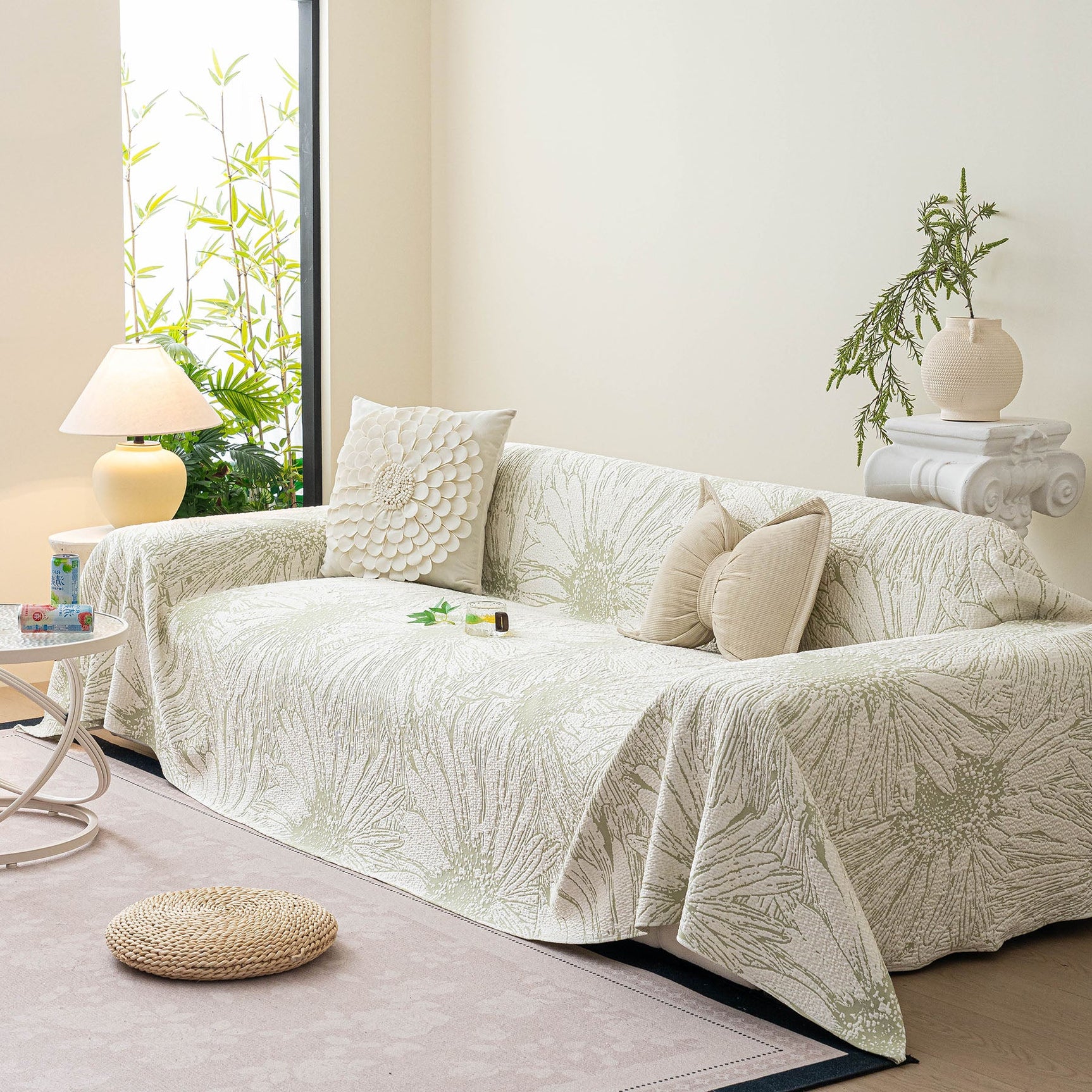 Cooling Botanical Jacquard Couch Cover Decorative Furniture Cover for Loveseat & Sofas - Ornate Home