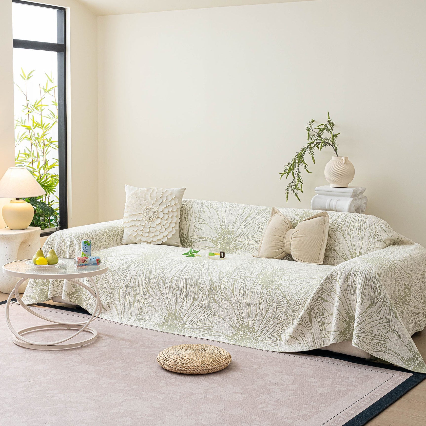Cooling Botanical Jacquard Couch Cover Decorative Furniture Cover for Loveseat & Sofas - Ornate Home