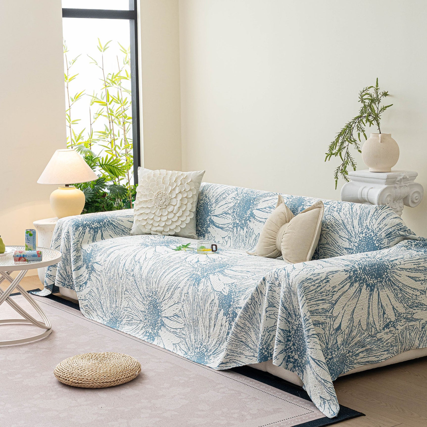 Cooling Botanical Jacquard Couch Cover Decorative Furniture Cover for Loveseat & Sofas - Ornate Home