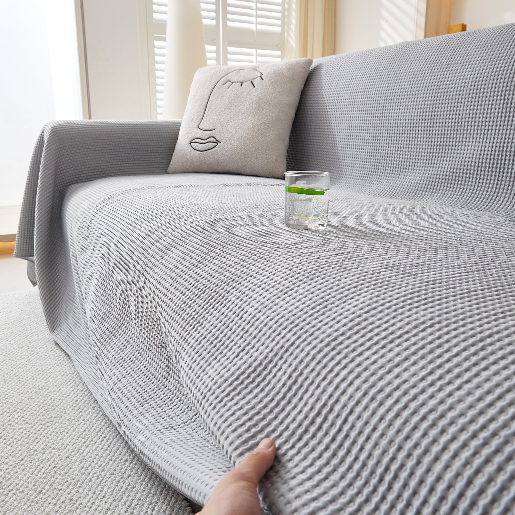 Cooling Comfy Throw Sofa Cover, Textured & Breathable, Multi-Use Decorative Couch Covers for Summer - Ornate Home