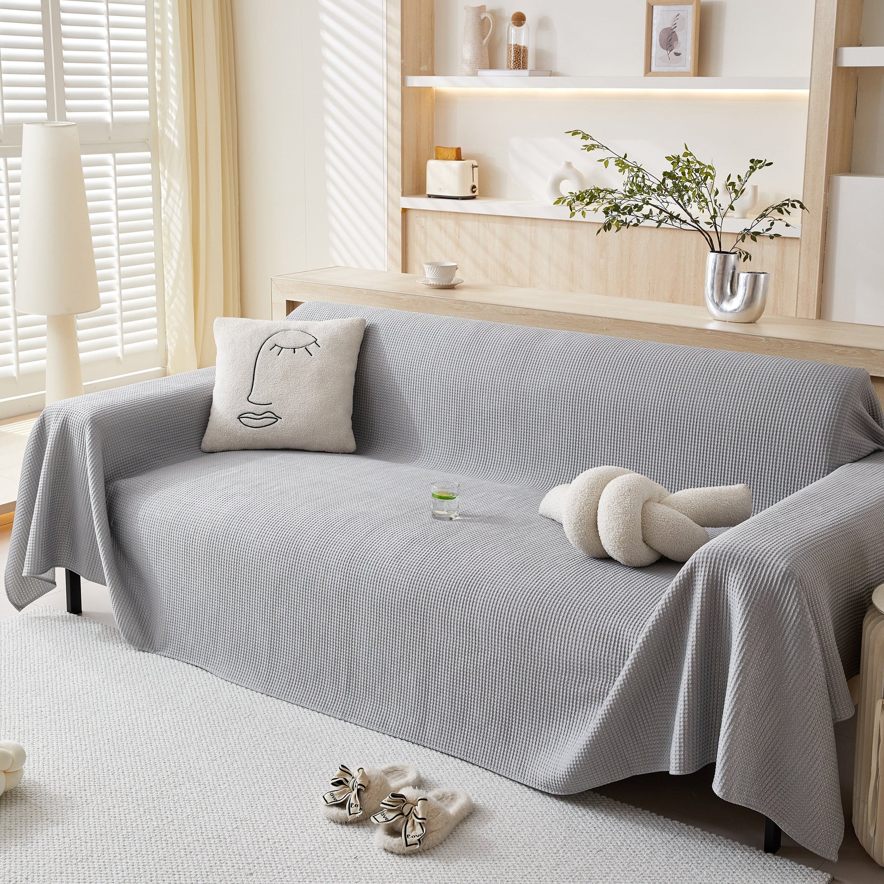 Cooling Comfy Throw Sofa Cover, Textured & Breathable, Multi-Use Decorative Couch Covers for Summer - Ornate Home
