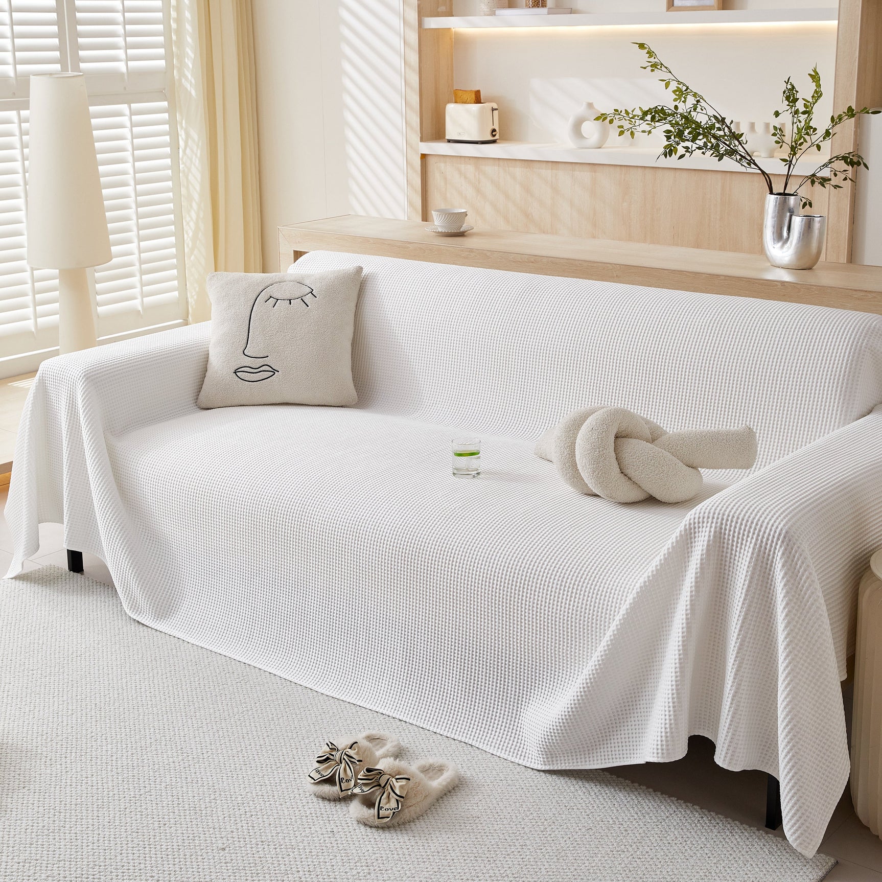 Cooling Comfy Throw Sofa Cover, Textured & Breathable, Multi-Use Decorative Couch Covers for Summer - Ornate Home