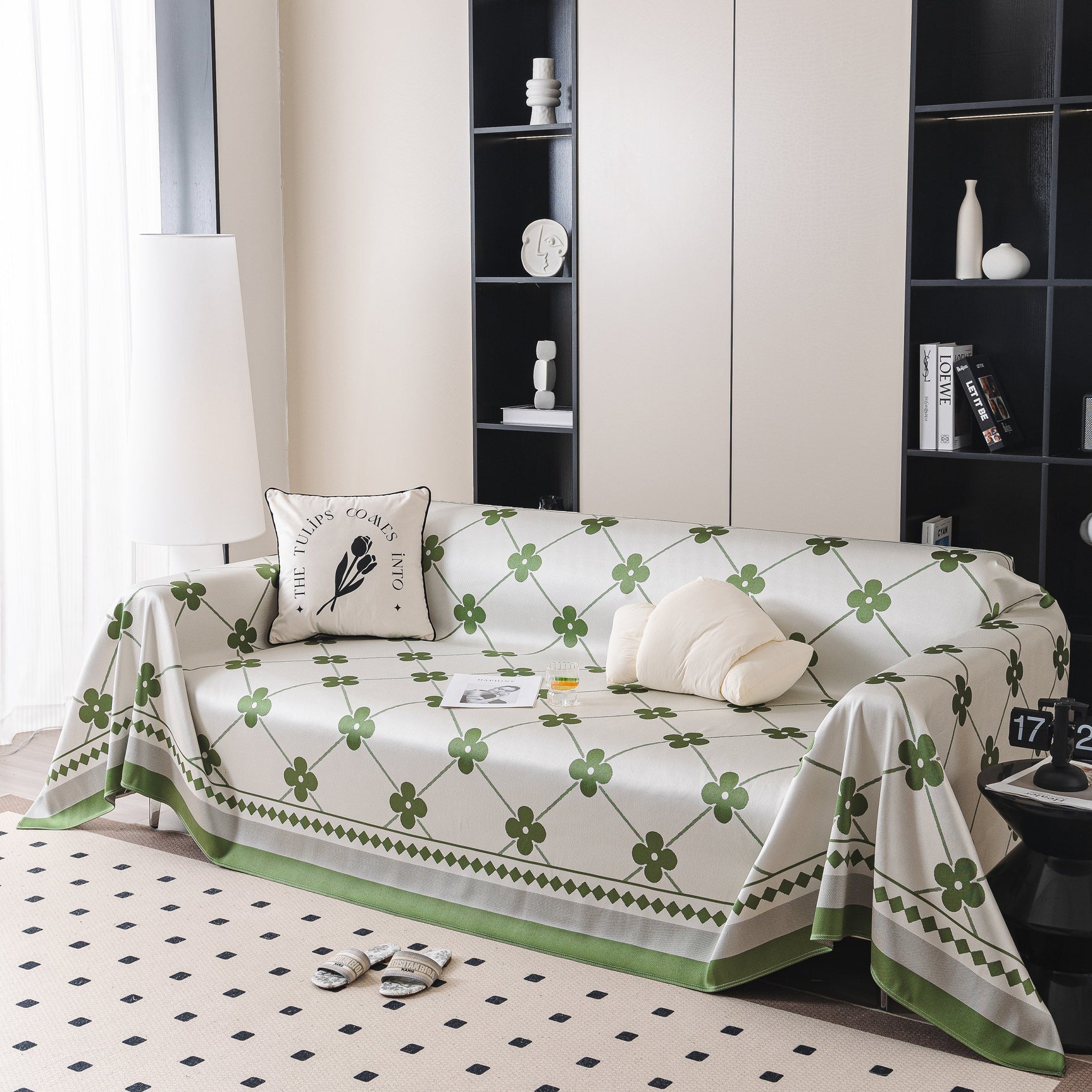 Cooling Four-Leaf Clover Hope Faith Love Luck Summer Comfy Ice Silk Furniture Throw Covers for Sofas - Ornate Home