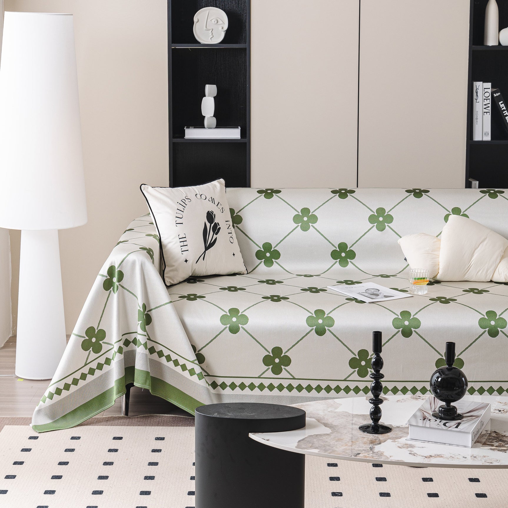 Cooling Four-Leaf Clover Hope Faith Love Luck Summer Comfy Ice Silk Furniture Throw Covers for Sofas - Ornate Home