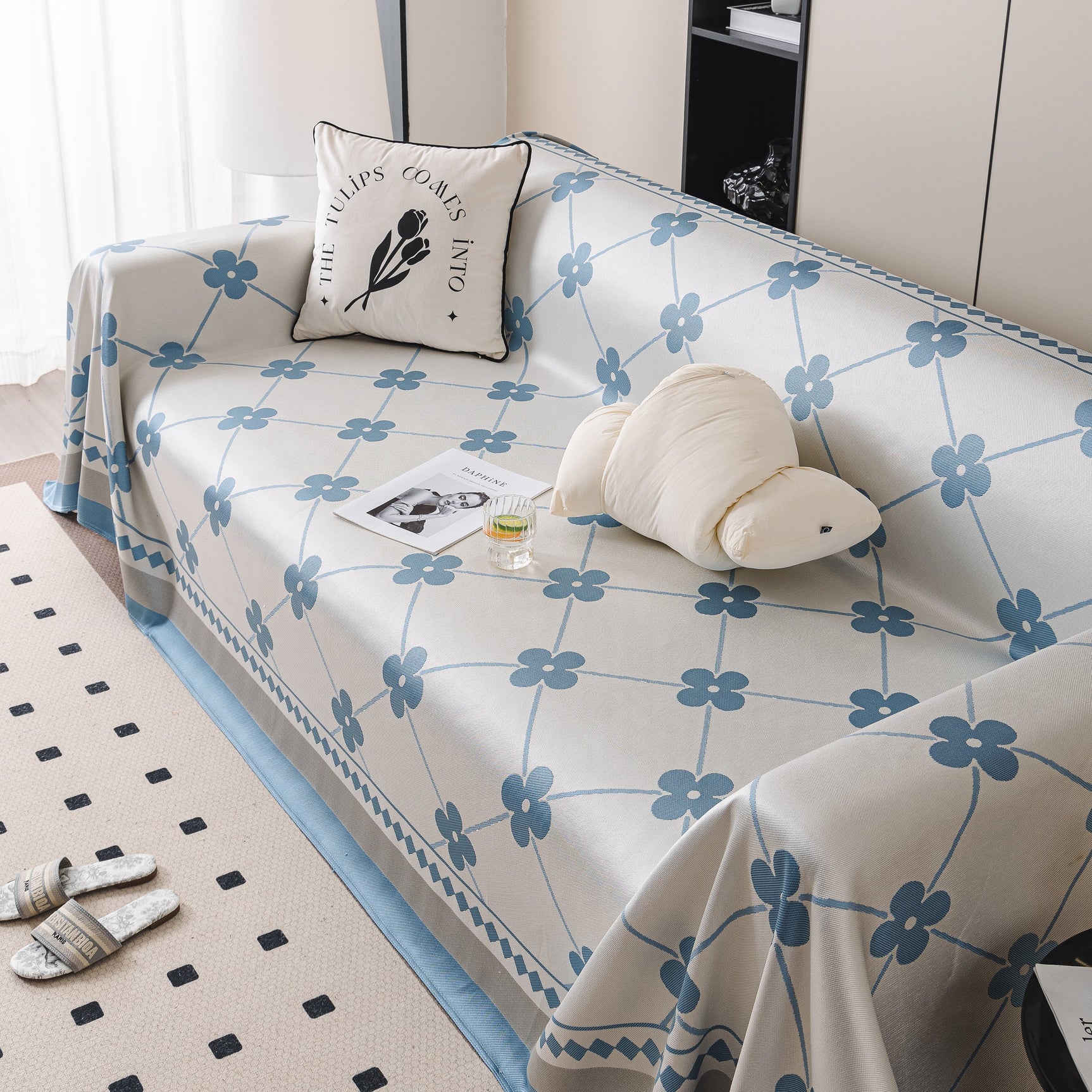 Cooling Four-Leaf Clover Hope Faith Love Luck Summer Comfy Ice Silk Furniture Throw Covers for Sofas - Ornate Home