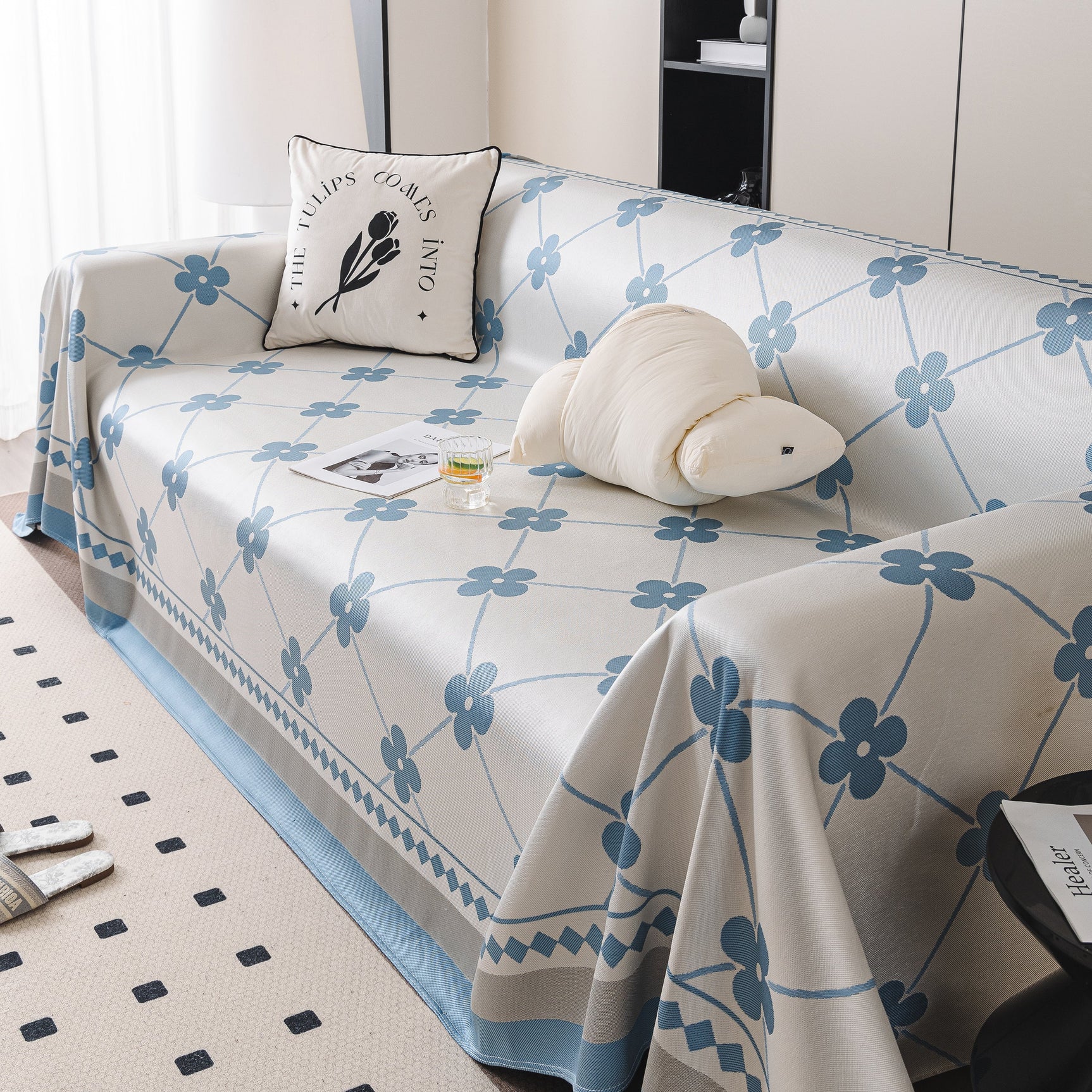 Cooling Four-Leaf Clover Hope Faith Love Luck Summer Comfy Ice Silk Furniture Throw Covers for Sofas - Ornate Home