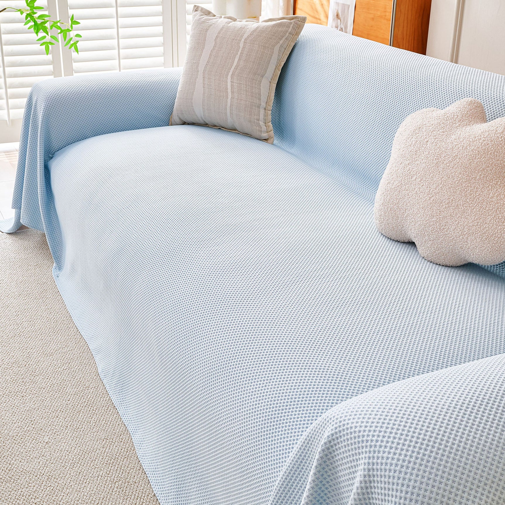 Cooling Ice Silk Knit Couch Cover, Breathable Pet Friendly Soft Throw Cover for Sofas - Ornate Home
