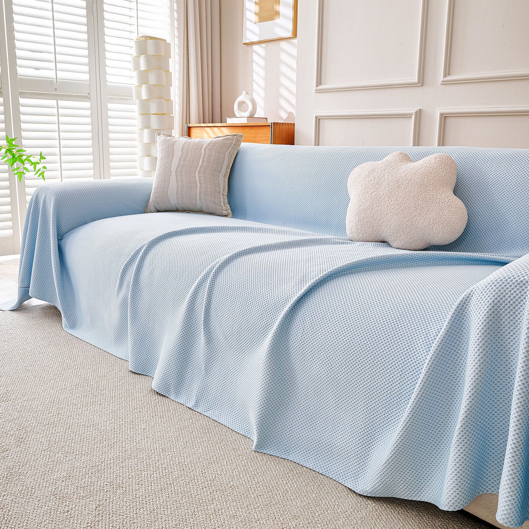 Cooling Ice Silk Knit Couch Cover, Breathable Pet Friendly Soft Throw Cover for Sofas - Ornate Home