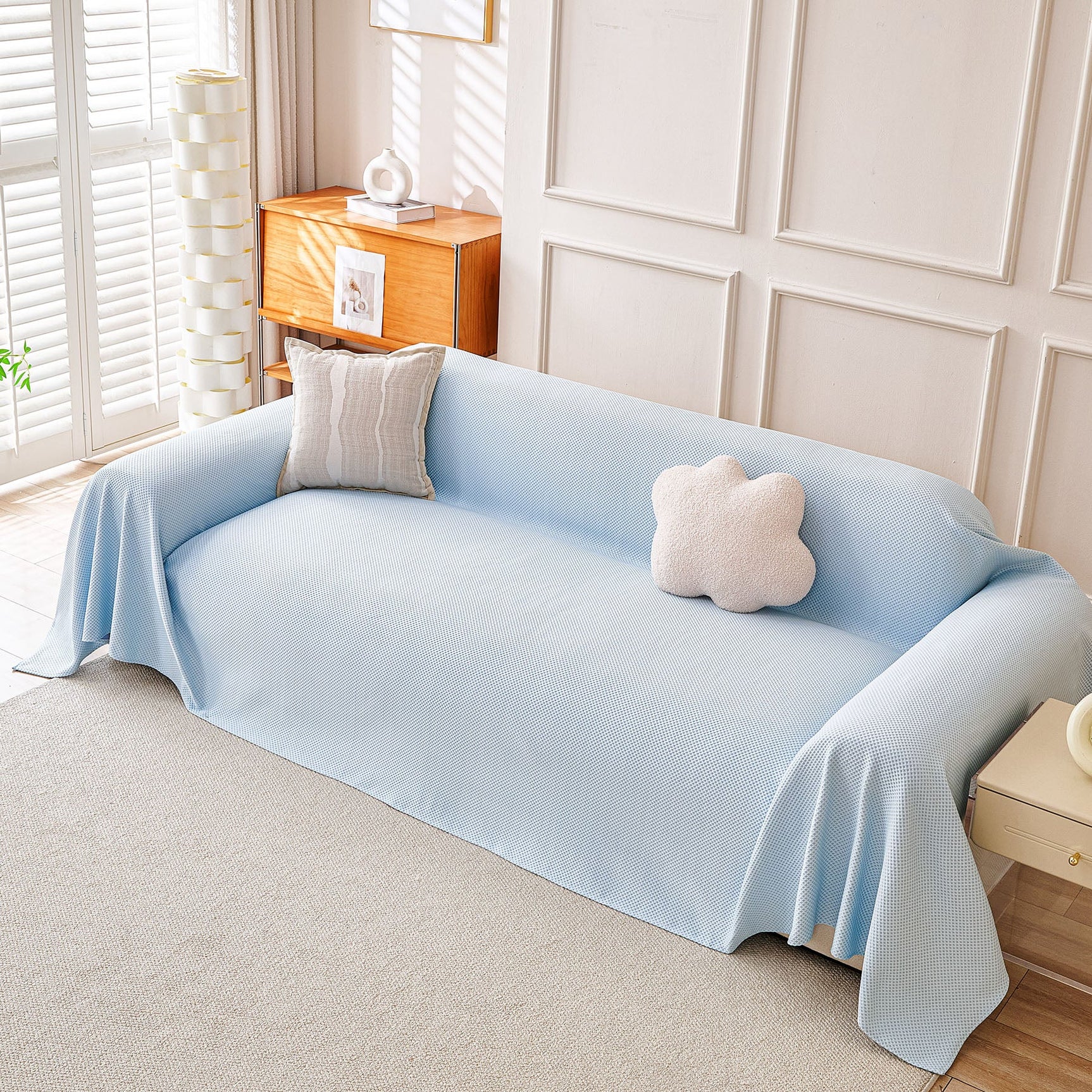 Cooling Ice Silk Knit Couch Cover, Breathable Pet Friendly Soft Throw Cover for Sofas - Ornate Home