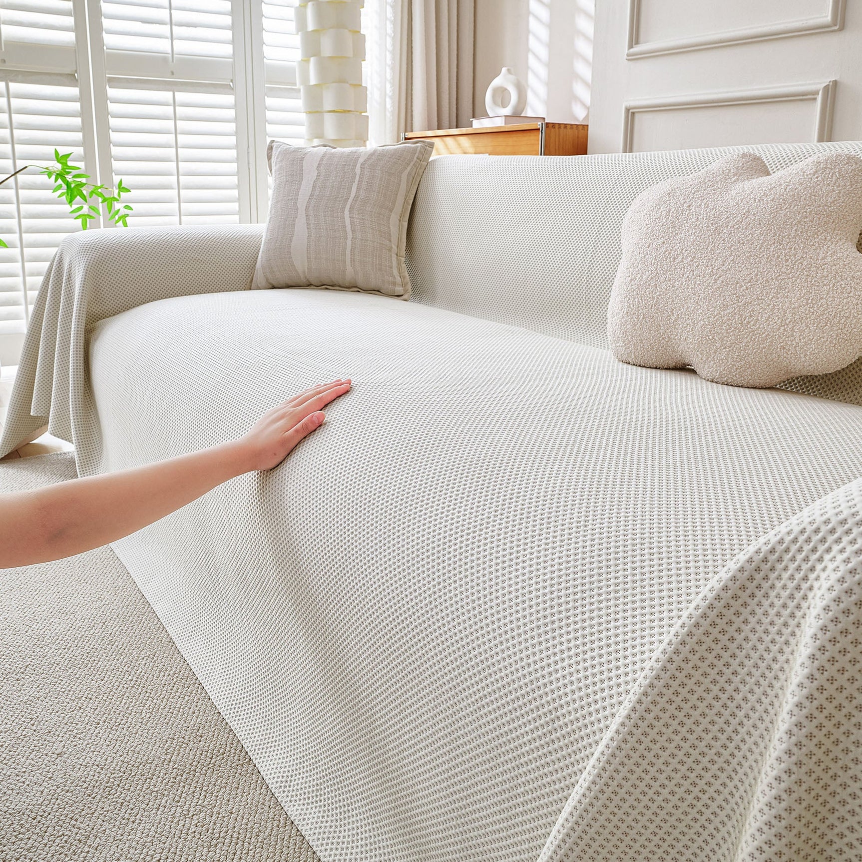 Cooling Ice Silk Knit Couch Cover, Breathable Pet Friendly Soft Throw Cover for Sofas - Ornate Home