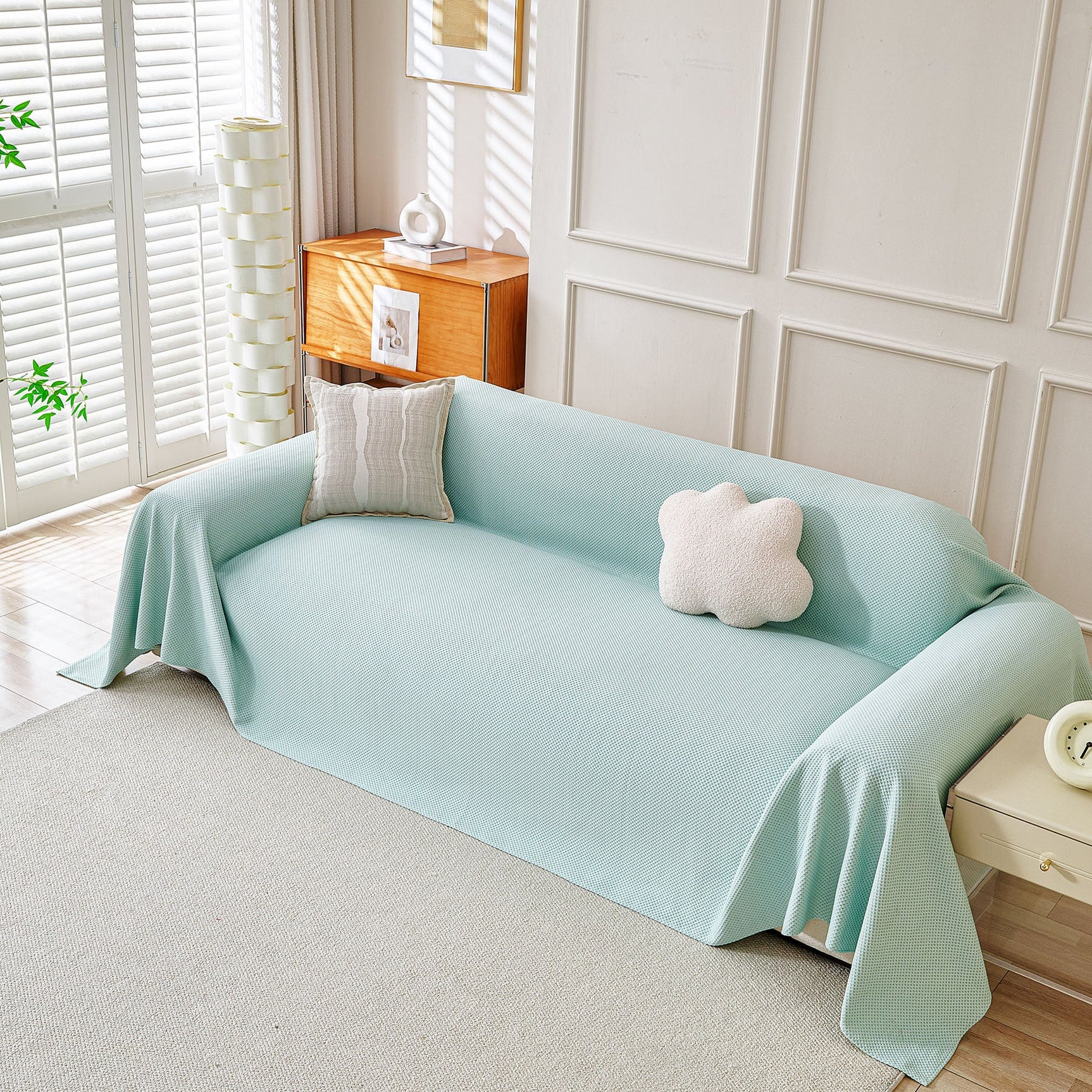 Cooling Ice Silk Knit Couch Cover, Breathable Pet Friendly Soft Throw Cover for Sofas - Ornate Home