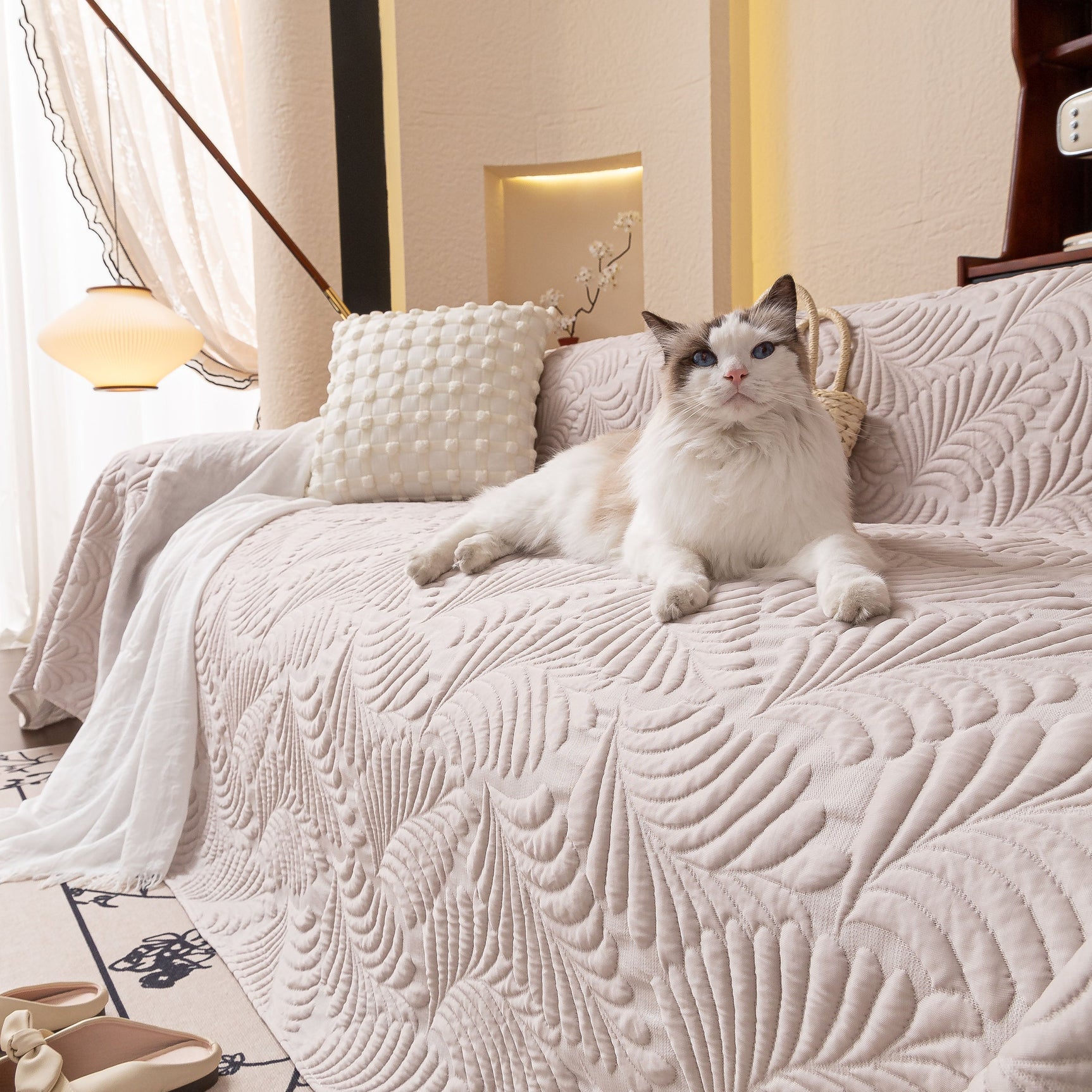 Cooling Quilted Non-Slip Furniture Protector for Pets & Kids, Washable Sofa Slipcover - Ornate Home